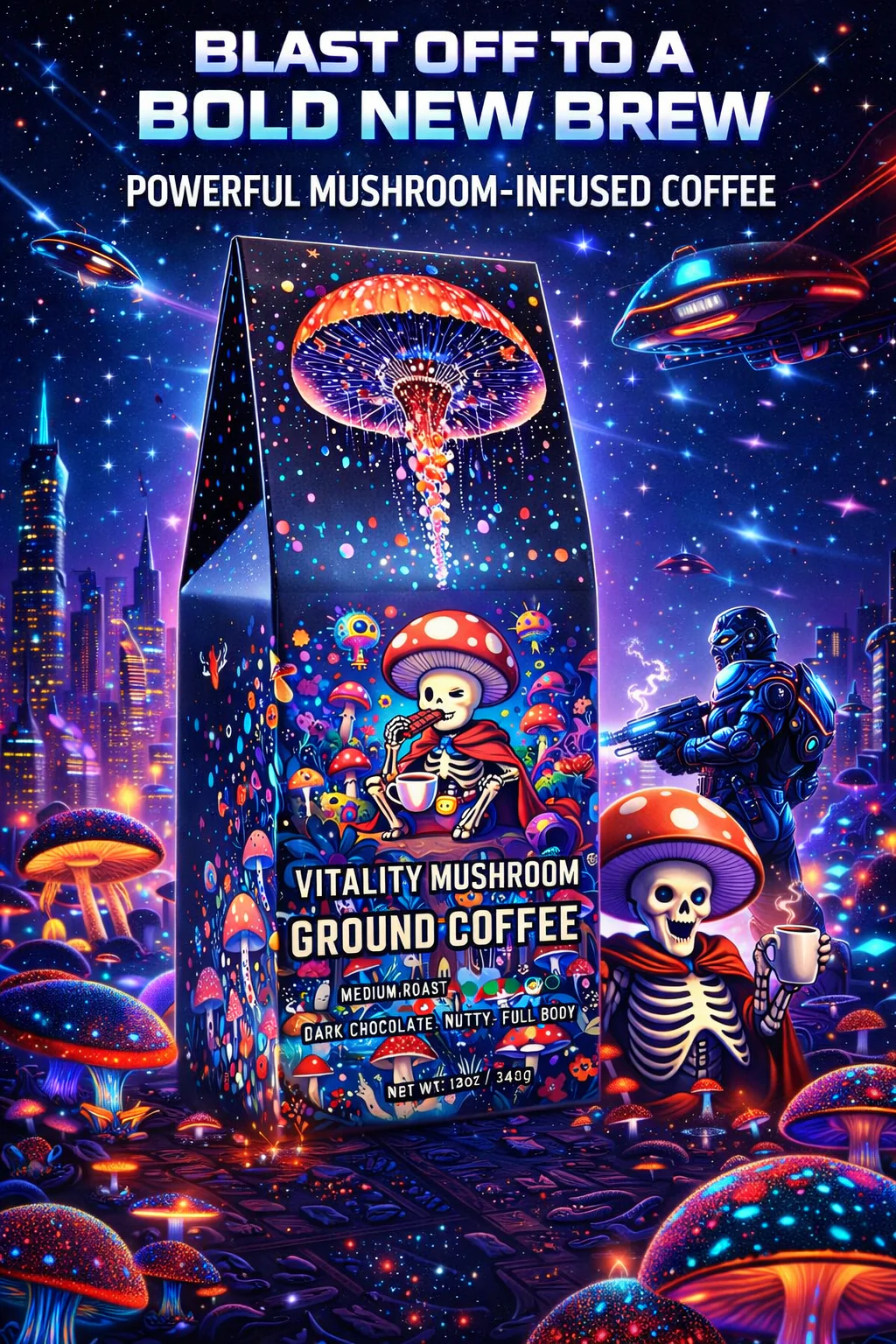 Vitality Mushroom Coffee (Medium Roast) by Project M - Image 2